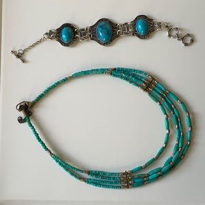 Necklace and bracelet, turquoise style